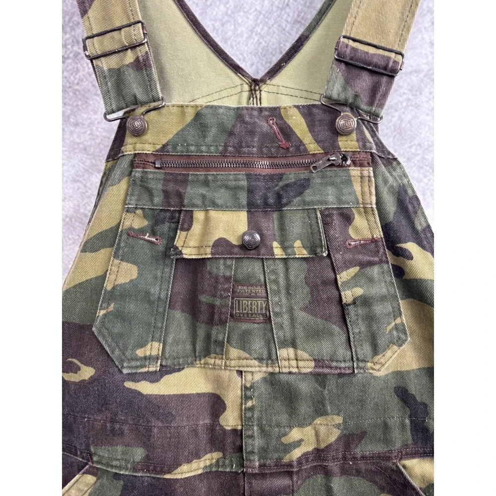 Liberty Men's Bibs Overalls Pants Camo Double Knee Made in USA‎ Denim Size 36x29